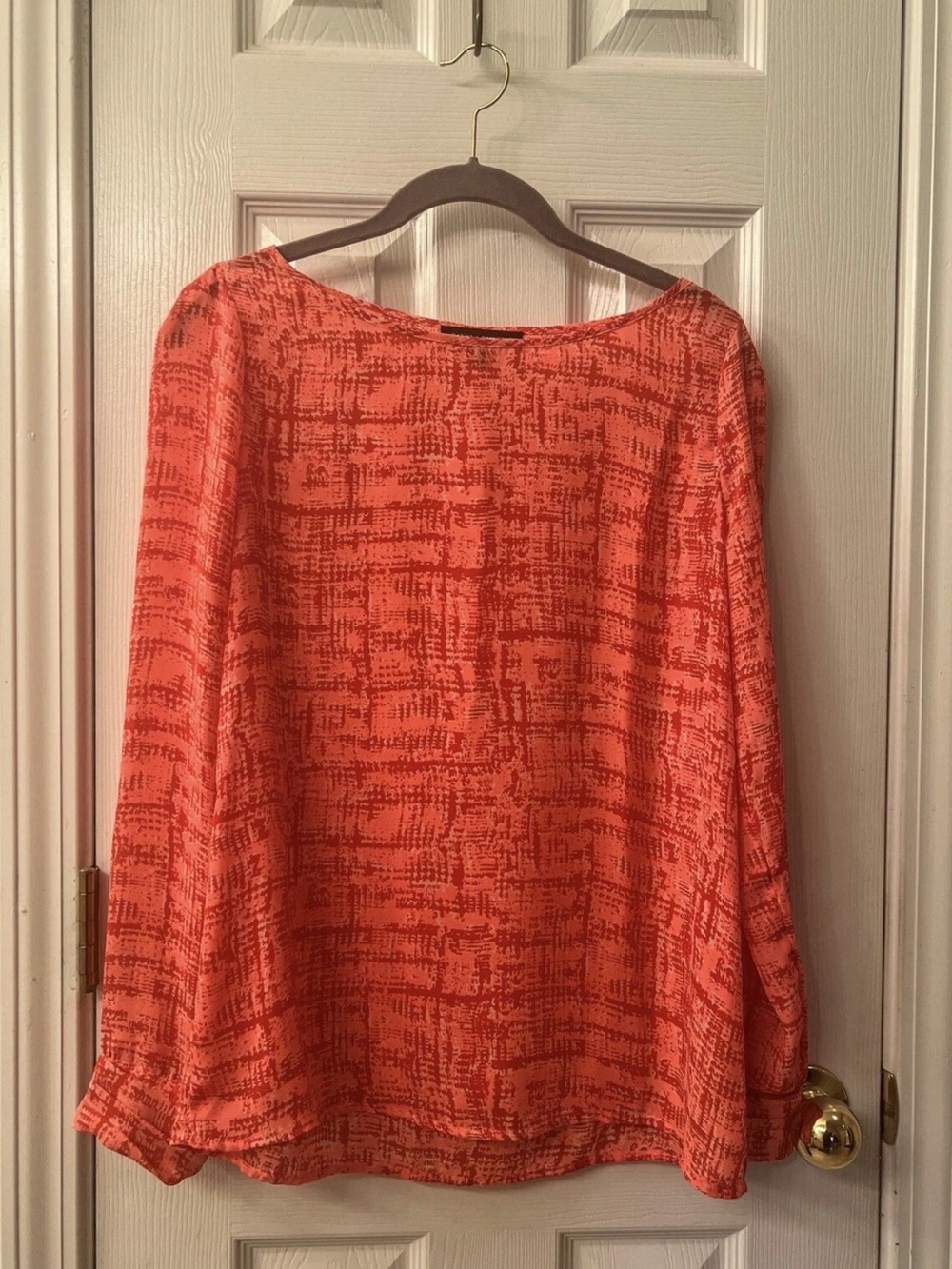 Banana Republic Women’s Peach Orange Burgundy Long Sleeve Top Blouse Small
